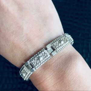 D’MOLINA MEXICO TAXCO STERLING SILVER DOTTED PANEL BRACELET VINTAGE